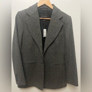 Banana Republic Wylder Textured Tweed Black and Cream Jacket NWT Sz 6